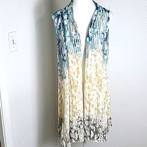 Multiples Long Summer Sleeveless Multicolor Cardigan,  Size Large